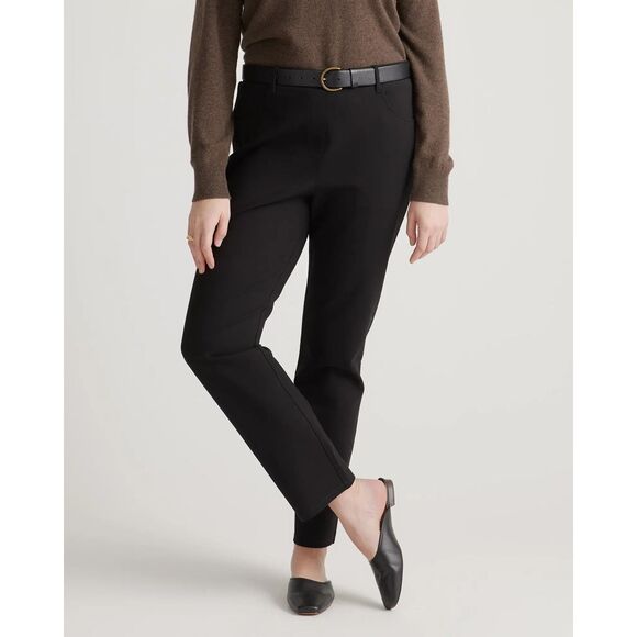 Quince Black Ultra-Stretch Ponte Straight Leg Pull‎ On Pants Size Medium Tall - Picture 1 of 9